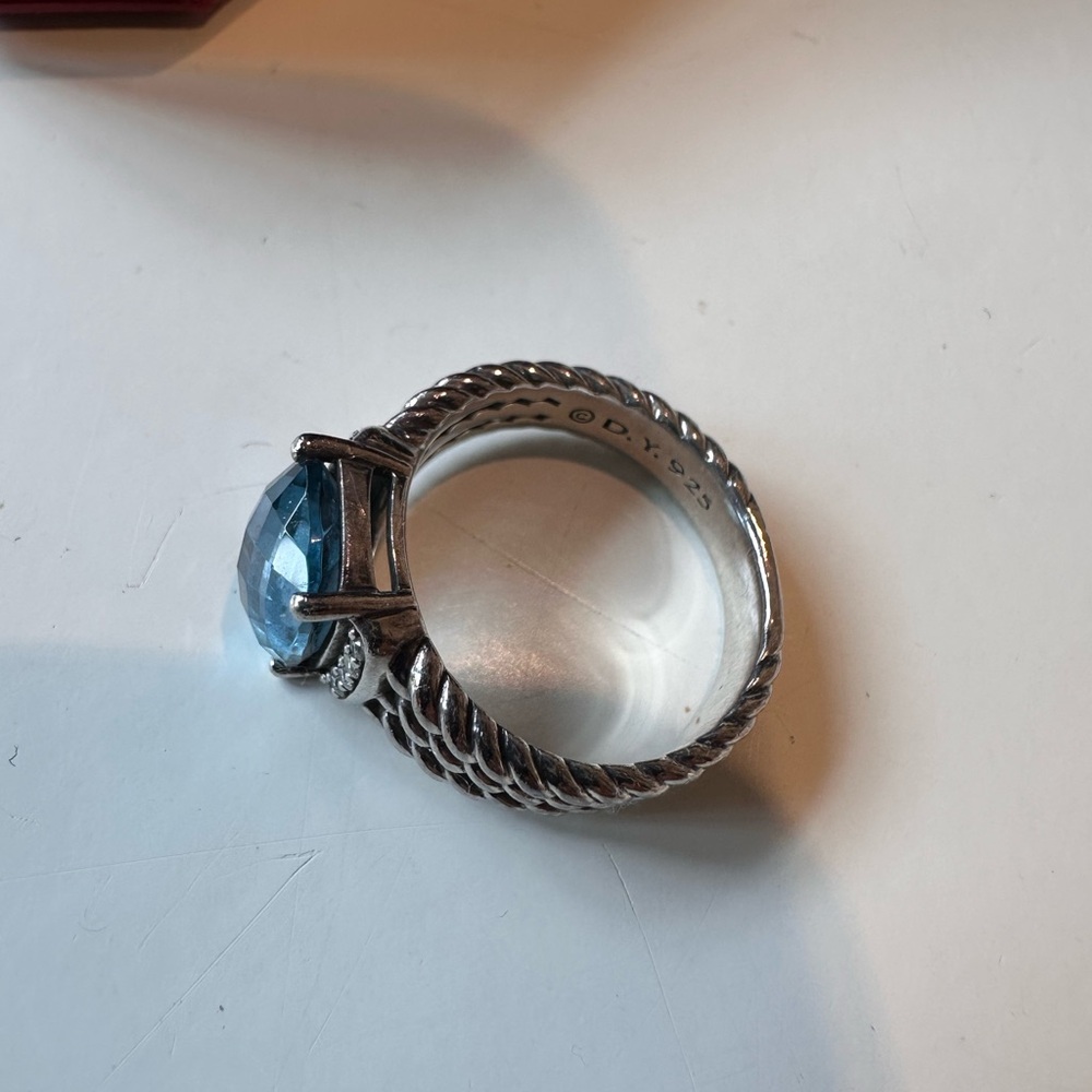 David Yurman Silver Blue Gemstone Ring